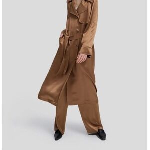 Latelier Trench Coat Womens Size S Deep‎ Bronze Double Breasted - Missing belt